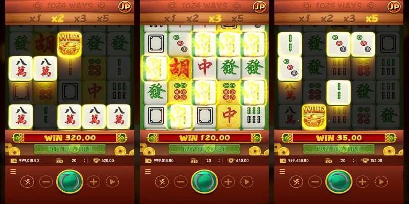 Các biểu tượng đặc trưng như Vạn, Đồng, Gió Đông trong game nổ hũ Mạc Chược